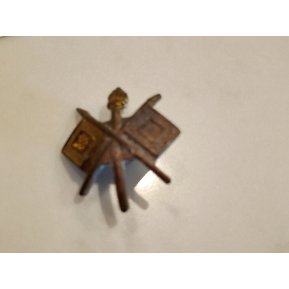 U. S. Army Signal Corps Officers Collar Insignia Pin Missing Screw Back